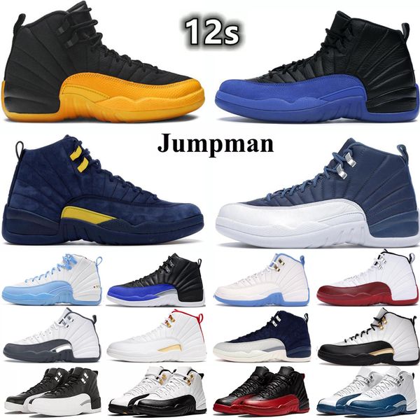 2023 Sapatos masculinos de basquete 12 Concord escuro 12s Blue Stone Michigan Game Royal University Gold Mens Mens Outdoor Sports Sports confortáveis