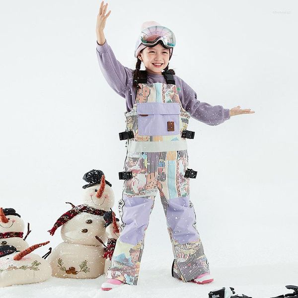 Kayak ceketleri çocuk tek parça kayak pantolon kar tulumu kızlar kızlar rüzgar geçirmez su geçirmez açık snowboard çocuklar takım elbise kış giyim