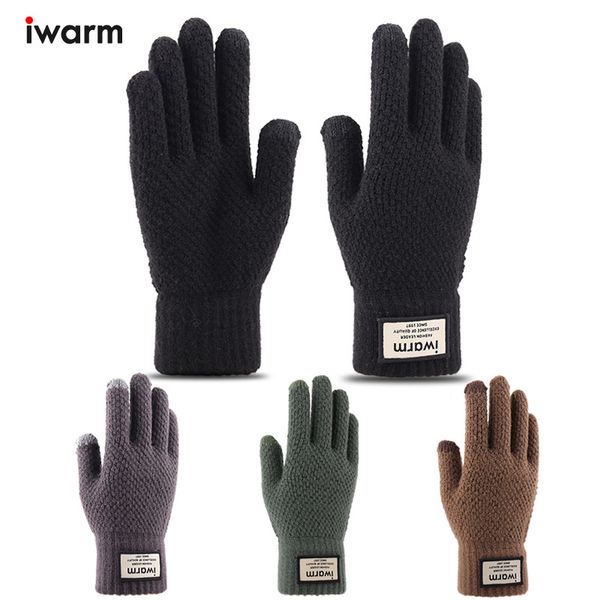 Мужские перчатки шерстяные вязаные сенсорные перчатки мужские зимние плюшевые утолщенные открытые холодные изоляционные перчатки