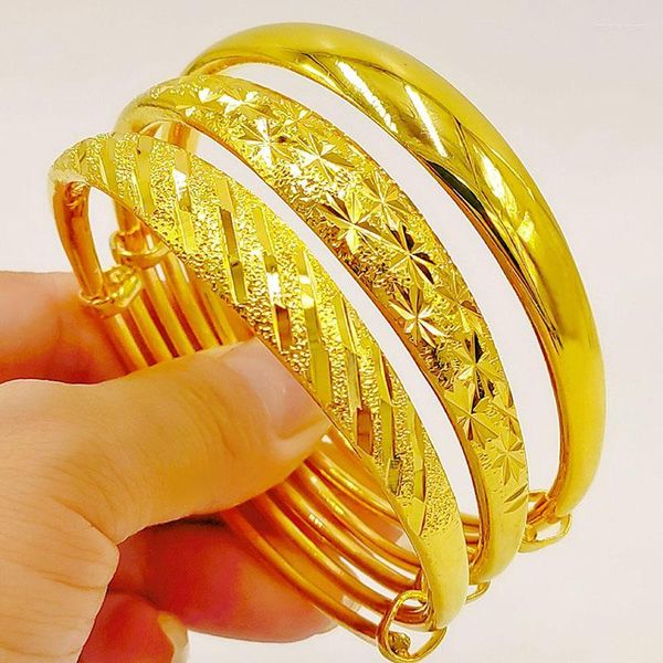 Armreif Gelbgold GP Armreifen für Frauen Stern breites Charm-Armband Armband Pulseira Femme Vintage-Schmuck Jubiläumsgeschenke