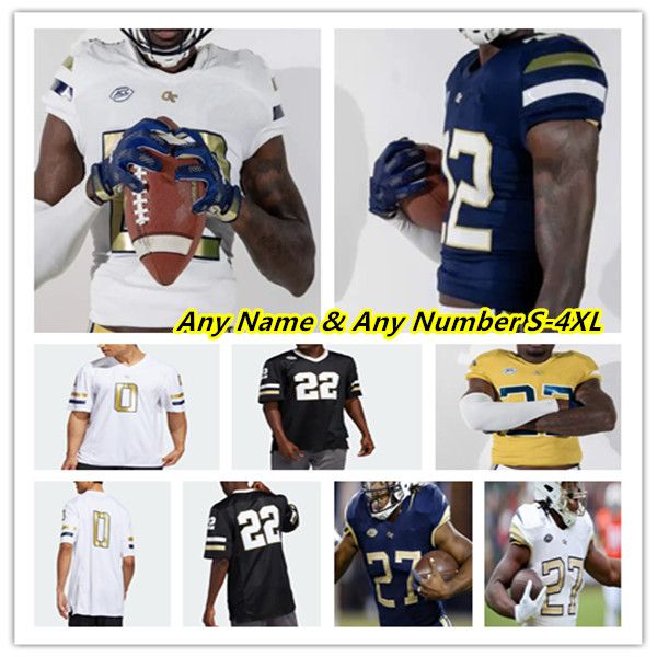 Camisas de futebol americano universitário Georgia Tech GT Jeff Sims Dontae Smith Hassan Hall Dylan McDuffie Nate McCollum Malachi Carter Malik Rutherford E.J. Jenkins Ayinde Eley 4xl