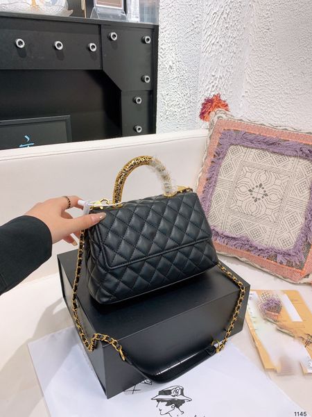 Umhängetasche Luxus -Tasche Geldbörse Marke Handtasche Meldung CLUTH CLASING EUIRE LEDER CROSSBODY -Designer Original 5A Coco -Griff Goldkette Größe 24 cm