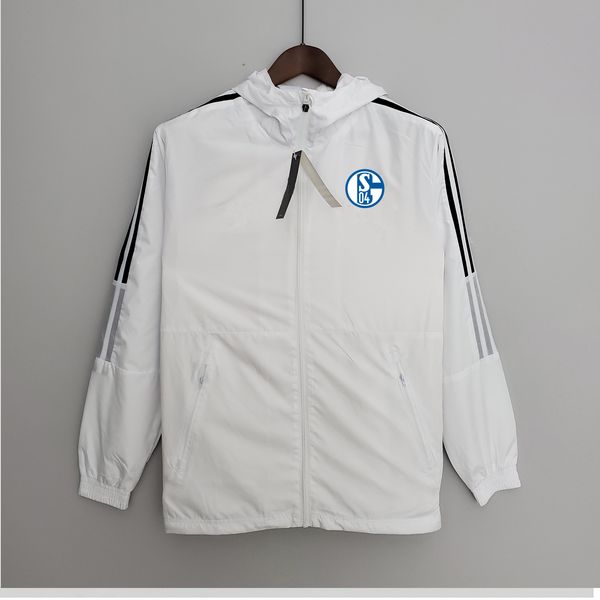 22-23 FC Schalke 04 Herrenjacke Freizeitsport Windjacke Trikots durchgehender Reißverschluss Kapuzenwindjacke Herrenmode Mantel Logo individuell