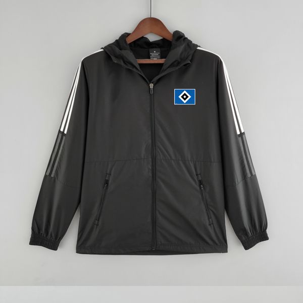 22-23 Hamburger SV Herrenjacke Freizeitsport Windjacke Trikots durchgehender Reißverschluss Kapuzenwindjacke Herrenmode Mantel Logo individuell