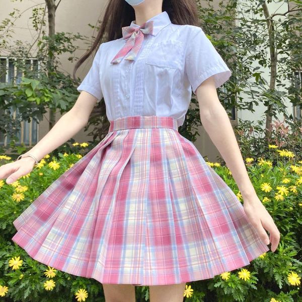Kleidungssets Schulkleider JK Uniform Mädchen Weißes Hemd Rosa Rock Krawatte Kurzarm Marine Matrosenanzug Anime Form Hoch XL