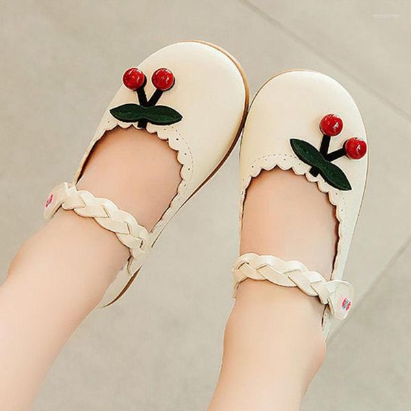 Flat Shoes Spring осень девочки Принцесса Черри Мейн Джейн Детская кожаная вечеринка детские малыши по борьбе с подскальчатыми 0-5Y