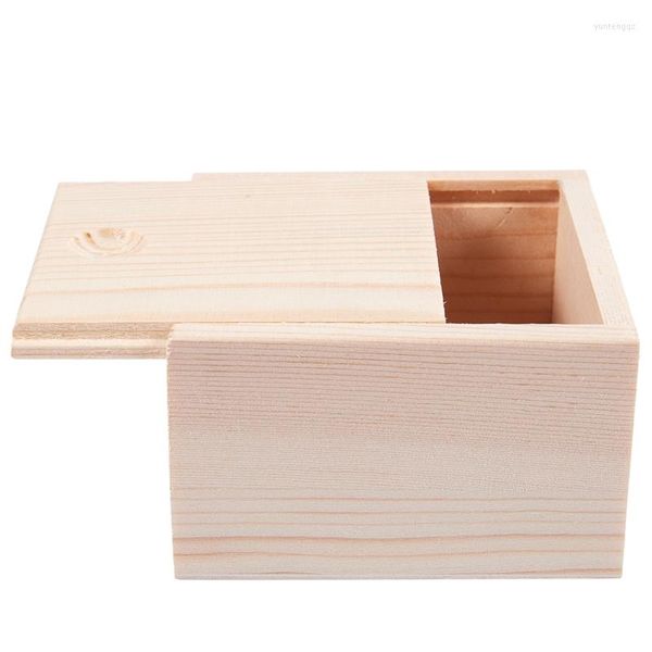 Bolsas de jóias pequenas caixas de armazenamento de madeira lisa para gadgets de jóias Presente cor de madeira