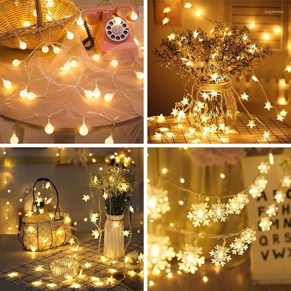 Saiten 3M LED Stars String Lichter Weihnachten Schneeflexe USB/Batteriekraft Hochzeitsfeier im Freien Innenhof Dekor Lampe