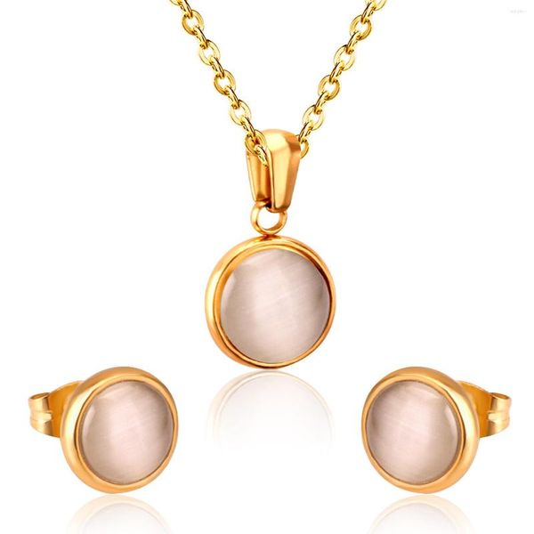 Brincos de colar Conjunto de luxukisskids Opal Shell Dubai Casamento Brincho de pingente de Natal para mulheres joias de ouro