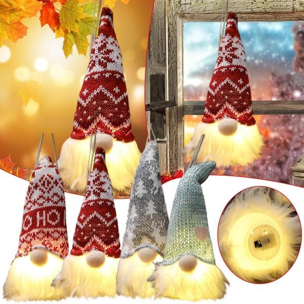 Decorazioni natalizie Glowing Old Man Rudolph Doll Tessuto Regalo di compleanno per la decorazione delle vacanze in famiglia Albero manuale fai da te