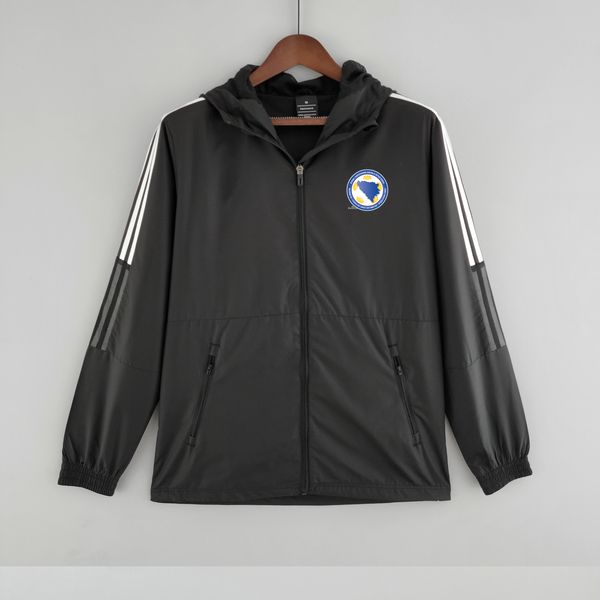 22-23 Bosnien-Herzegowina Herrenjacke Freizeitsport Windjacke Trikots durchgehender Reißverschluss Kapuzenwindjacke Herrenmode Mantel Logo individuell