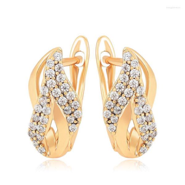 Orecchini a cerchio MxGxFam SALDI Elegante curva micro zircone per gioielli moda donna placcati in oro 18 carati