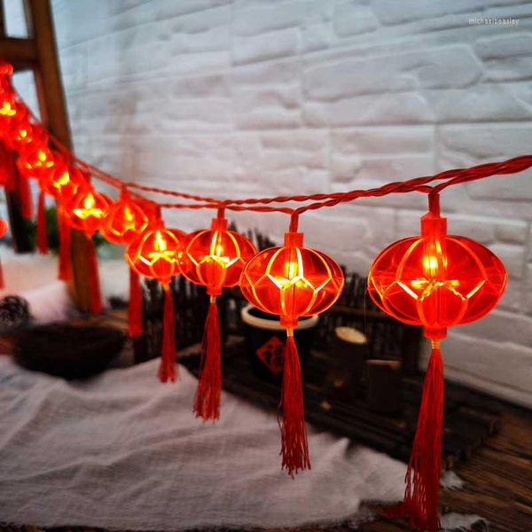 Strings 1,5m 10 LIGHT RED RED LANTERN LANTERN LANTILD LED LUZES DE CANTAS Ano 2022 Noite Decoração de Natal de Casamento