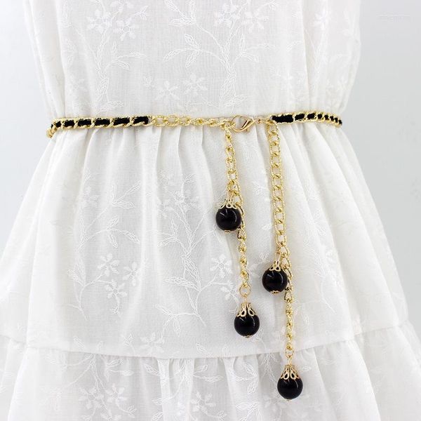 Correias Awaytr Pearl Pingente Chain Shapet Belt Trendy for Girls Women Wedding Party Fashion Dress Cummerbunds Acessórios