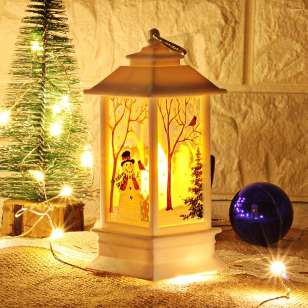 Stringhe Decorazione natalizia Luce notturna con motivo Pupazzo di neve Cervo Babbo Natale Angelo Fata Lanterna Regalo bianco caldo