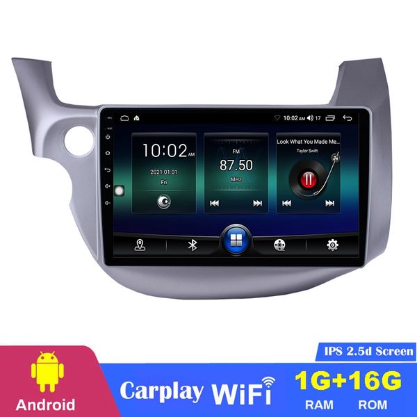 Auto-DVD-GPS-Radio-Player-Kopfeinheit für Honda Fit 2007–2013, 10,1 Zoll Touchscreen, Android-Multimedia-Unterstützung, Lenkradsteuerung