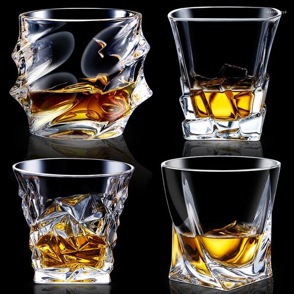 Canecas Glass de vidro chumbo Crystal Cristal Creative Square Whisky Wine Copo Especial Spirit Coquetty Caneca ROVAGEM