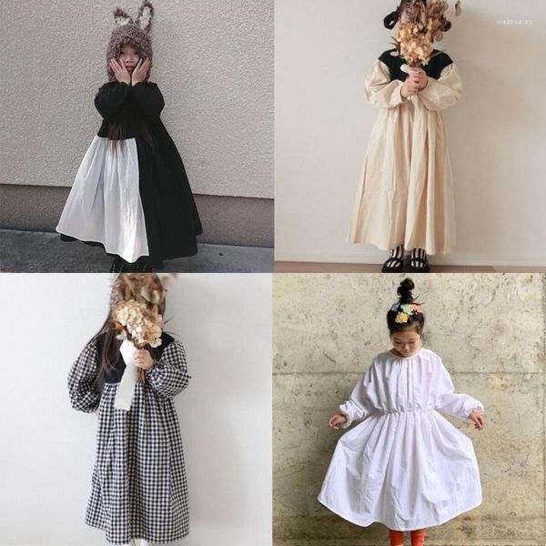 Kız Elbiseler 2022 Bahar Kızlar Çocuklar İçin Sevimli Kore Japonya Uzun Stil Prenses Dress Bebek Çocuk Moda Giysileri