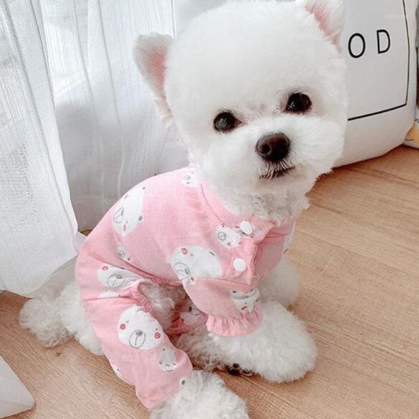 Roupas para cães respiráveis para animais de estimação para pijamas desenhos animados manga bolha macacão pijama pequeno anti-mosquito gato pijamas terno bichon