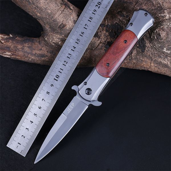 Faca dobrável ao ar livre Have de bolso multifuncional de alça de aço de aço de madeira Cutter STILETTO PARA SOBREVIVAR TATO TATIC TACTICAL EDC