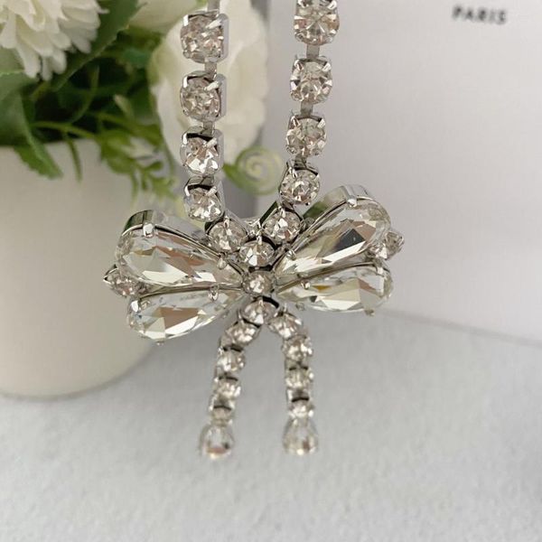 Ketten AR Europ￤ische und amerikanische Modeschmuck Silber Dragonfly Crystal Diamond Halsh￤nger Halskette f￼r Frauen