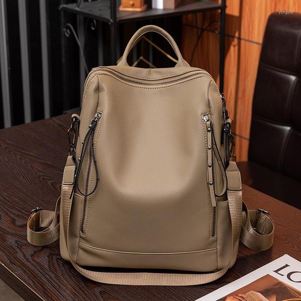 Backpack European e American Fashion Backapcks para mulheres Bolsa de estudante de estudante de grande capacidade PU simples bolsa casual ao ar livre