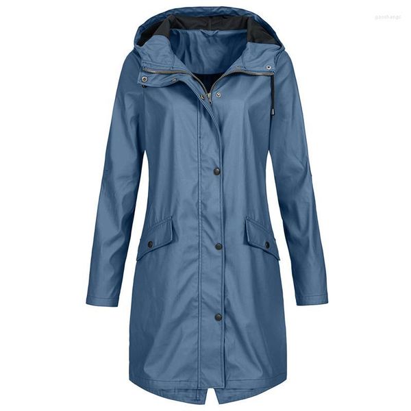 Trench feminina Coats Moda feminina Mulheres Mulheres de cor sólida Capuz Capuz de manga comprida Zipper Casaco de casaco de chuva Blend Blend Winter Plus