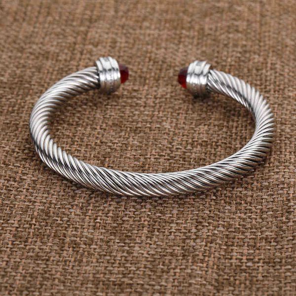 Charme Männer Twist 7mm Voll Designer Manschette Armband Armreif Schmuck Frauen Hochzeit Kabel Armbänder Zirkonia Kristall Offen 17F8