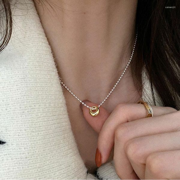 Collane con ciondolo 2022 Estate Semplice Oro Argento Color-Block Bead Lady Collana Clavicola Donna a forma di cuore Collana con pendente Jewerly