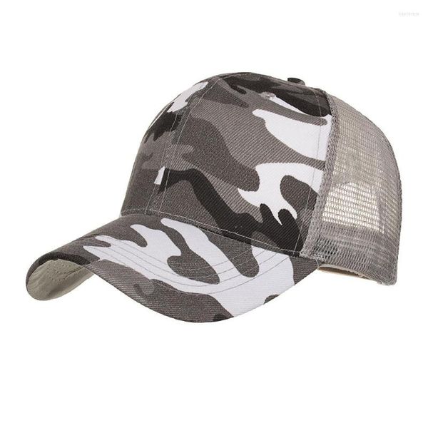 Ball tampa de bola Camo Mesh Summer Sun Hat for Men Mulheres Capinho de beisebol Ajuste Hats de caminhão de caminhão Camuflando feminino