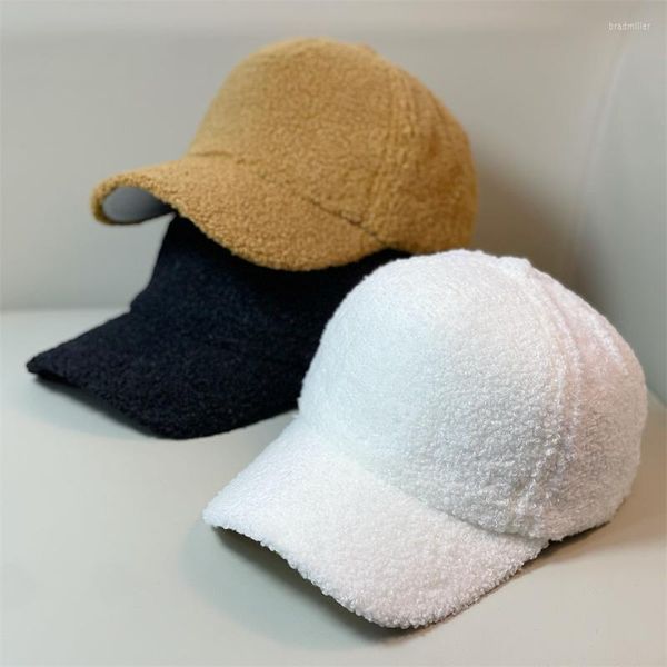 Tampas de bola outono inverno baseball boné feminino chapéu de pele de cordeiro