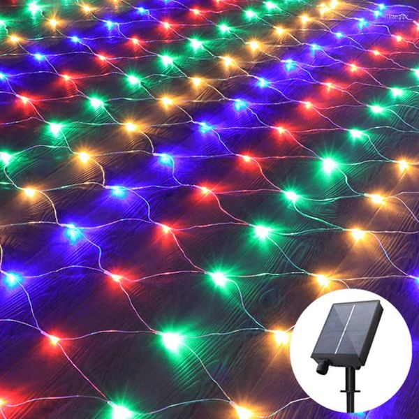 Saiten 6x4m LED Net Lichter Vorhang Girlande Fee String Weihnachtsbaum Dekoration Outdoor Solar EU/US Plug power Garten Dekor