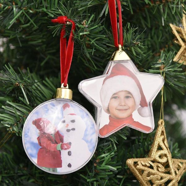 Decorazioni natalizie in plastica trasparente Po Albero a forma di palla a cinque stelle Appeso ornamenti per la casa Regali per bambini per feste fai-da-te