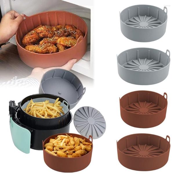 Tovagliette 1pc Friggitrice ad aria Est Pentola in silicone Friggitrici multifunzionali Accessori per il forno Pane Pollo fritto Pizza Basket Teglia