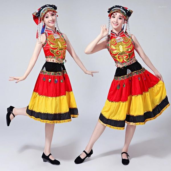 Стадия ношения хмонг китайский дизайн одежды Женские народные танцы классическое платье DD1957