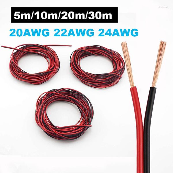 Acessórios para iluminação Fio elétrico Fios de 2 pinos Cabo de tira de LED 20AWG 22AWG 24AWG 12V Extensão elétrica flexível para lâmpada de lâmpada Automotiva