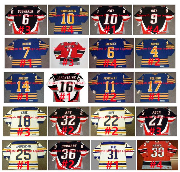 Vintage CCM DANIEL BRIERE Sabres Hockey-Trikot DOMINIK HASEK PHIL HOUSLEY GILBERT PERREAULT MIKE FOLIGNO LINDY RUFF ROB RAY MARTIN BIRONMATTHEW BARNABY GILMOUR