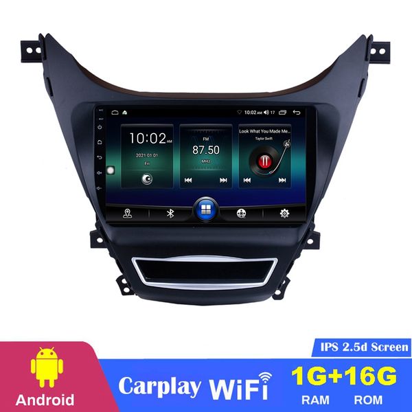 9-Zoll-Android-Auto-DVD-Player für Hyundai Elantra 2012–2014, GPS-Multimedia-Unterstützung, Lenkradsteuerung, Carplay