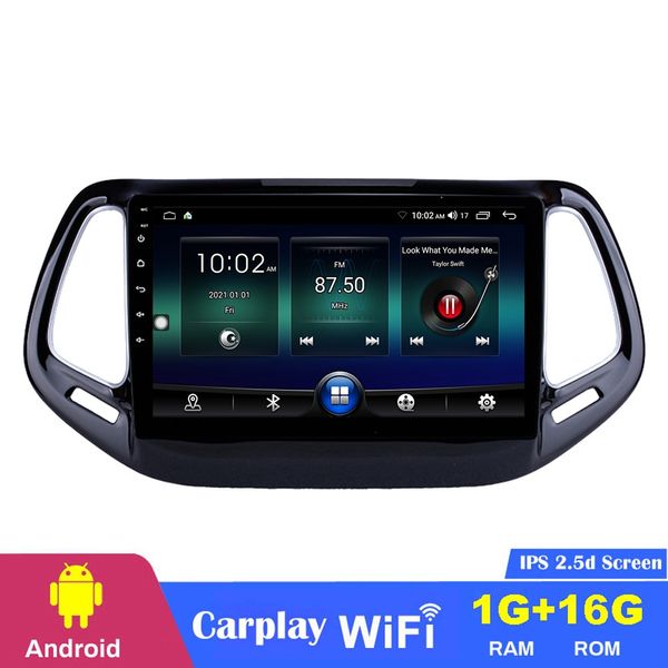 DVD Player de carro no estéreo Dash Auto Audio para Jeep Compass-2017 com o link USB Mirror WiFi 16G 10,1 polegadas