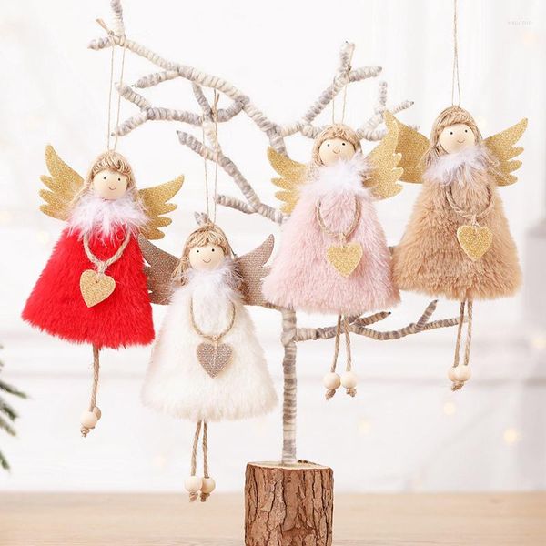 Weihnachtsdekorationen, schöne Engel-Mädchen-Plüschpuppen-Anhänger, niedliche Schaufenster-Ornamente, Baum, zum Aufhängen, für Zuhause, Weihnachten, Party, Kindergeschenke