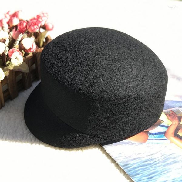 Caps de bola lisos de inverno preto lã Felta chapéu mulheres fedora cavaleiro feminina curta borda viseira beisebol