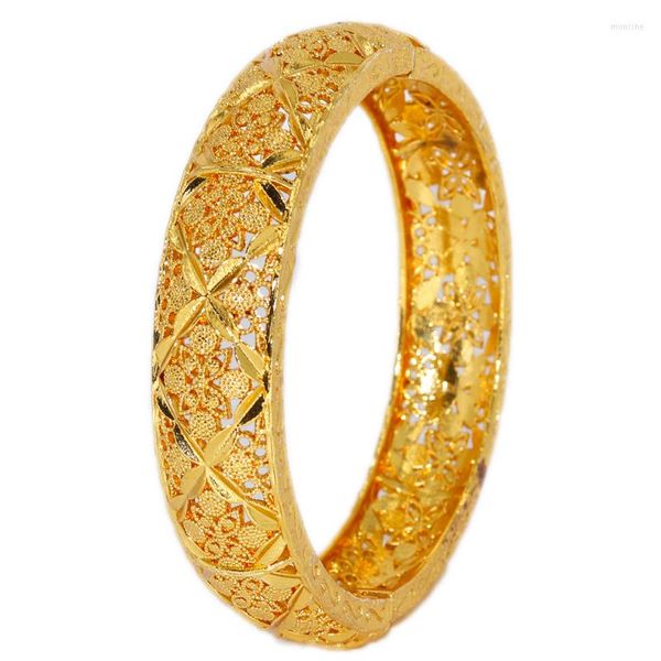 Bangle Bracciale in oro saudita 24k Braccialetti Dubai per donna Gioielli africani Regalo di nozze etiope