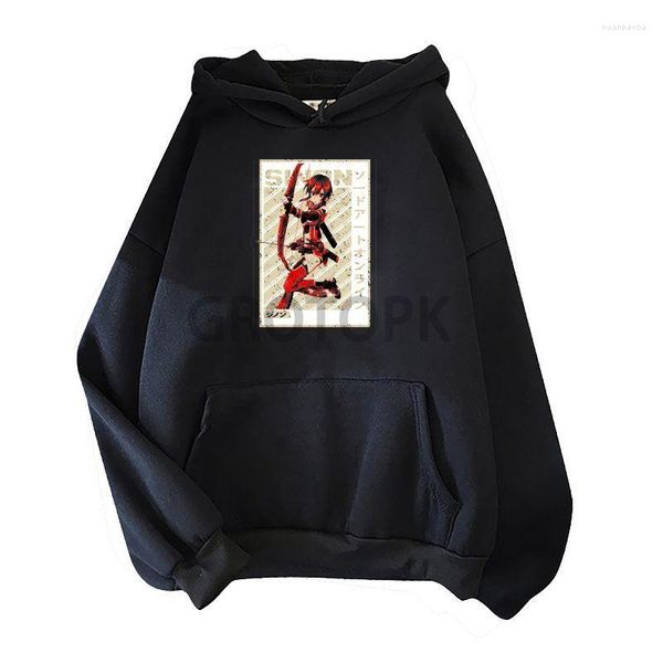 Moletons masculinos Sword Art Online Capuz de roupas masculinas Manga longa Pullover de inverno quente Casual Casual Harajuku Gothic Unisex Shirt