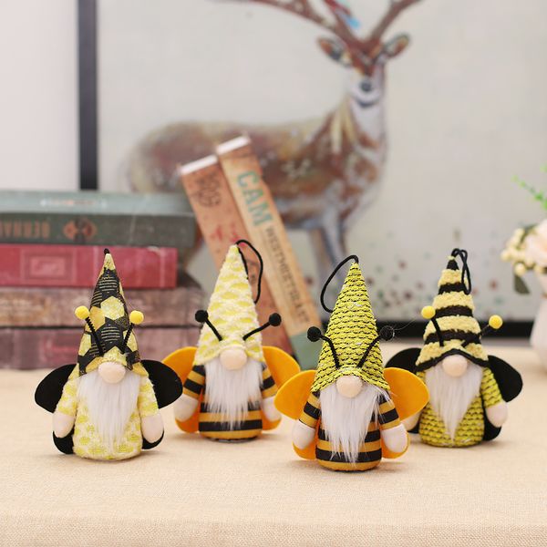 A festa do Dia Mundial da Bee Light Up Gnomes Sr. e Sra. Spring Gnomes Ornamentos Decora￧￵es de mesa de escrit￳rio em casa