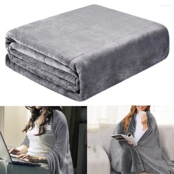 Cobertores Shawl quente aquecido elegante e sólido cor USB Pluxh Throw Blain Warming Capa para clima frio