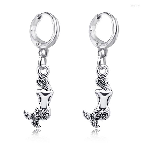 Brincos de argola Geomee 1Pair Sereia Brincô para mulheres acessórios boho Fish Charms pendurados jóias vintage e97