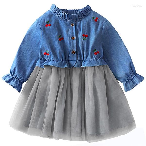 Mädchen Kleider 2022 Frühling Herbst Kinder Denim Kleid Für Mädchen Kleidung Baby Party Prinzessin Jeans Tüll Kinder Geburtstag Kostüme