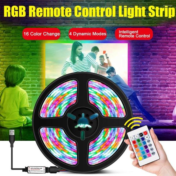 Strisce 2835 LED RGB Set di strisce luminose TV Schermo da tavolo Retroilluminazione Decorazione Nastro flessibile impermeabile Lampada decorativa 16 colori