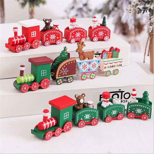 Decorações de Natal Trem de madeira Xmas Gream Decoração para o ano em casa Decoração 2022 Navidad Kerst Noel Ornaments