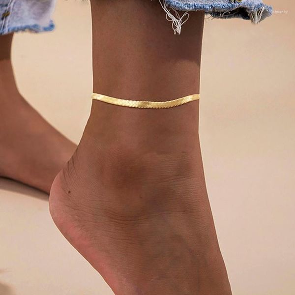 Cavigliere Lama Cavigliera con catena a serpente per donna Bracciale color oro sulla gamba Braccialetti in acciaio inossidabile Accessori da spiaggia femminili Regalo di gioielli